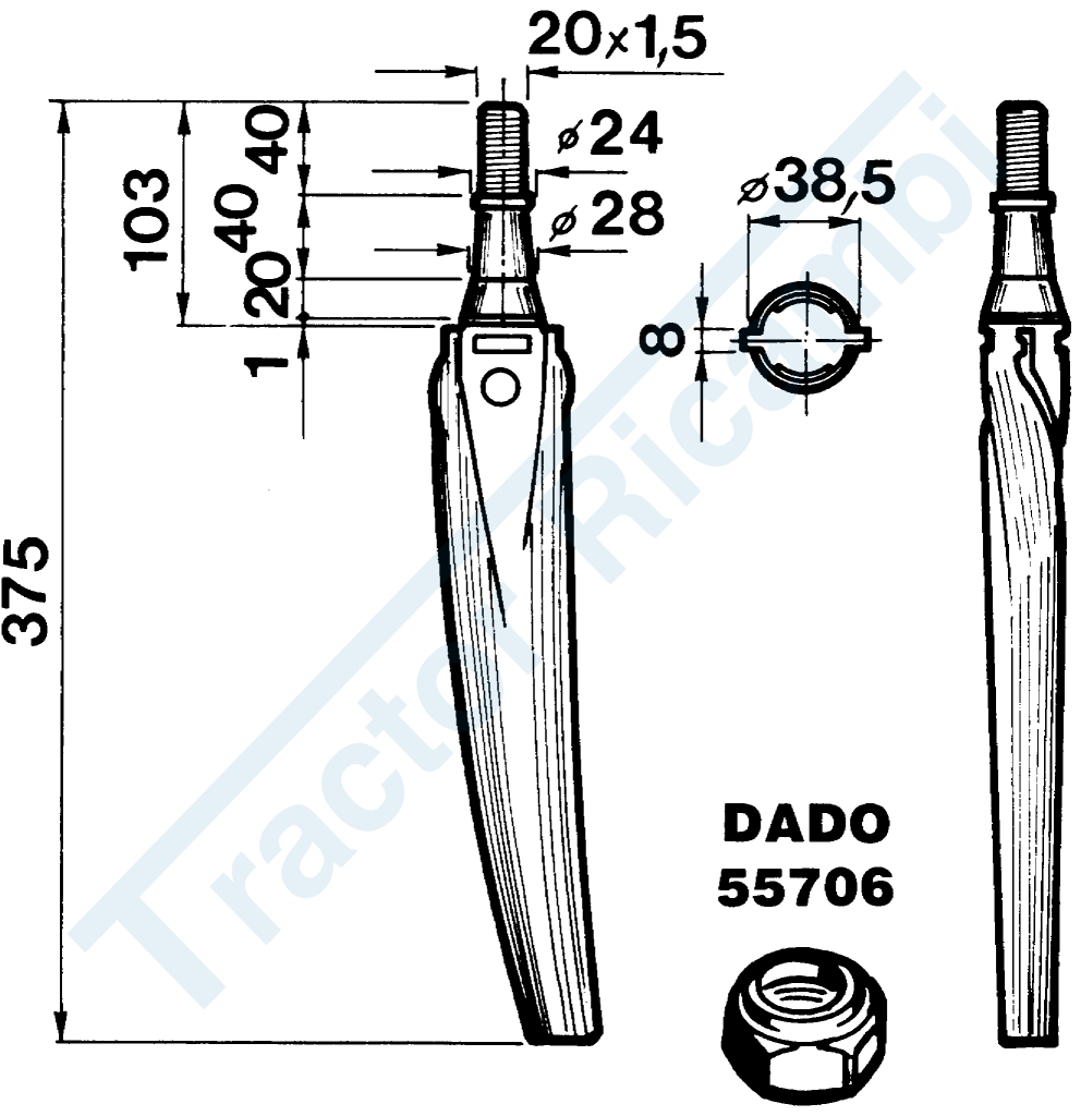 Dente per erpici rotativi - Conico