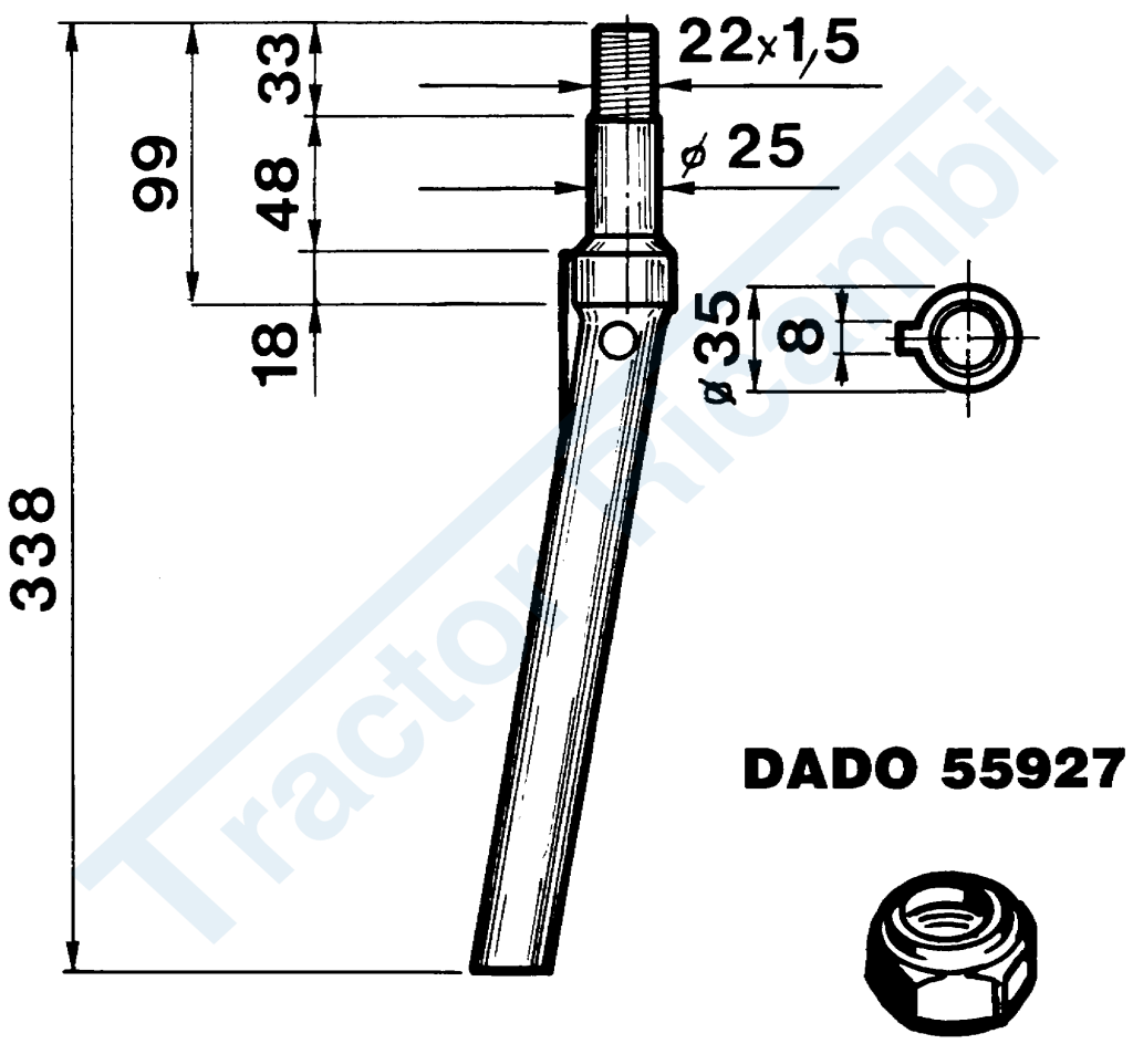 Tine for power harrows - Cylindrical