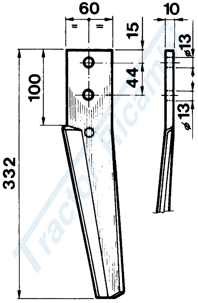 Tine for power harrows