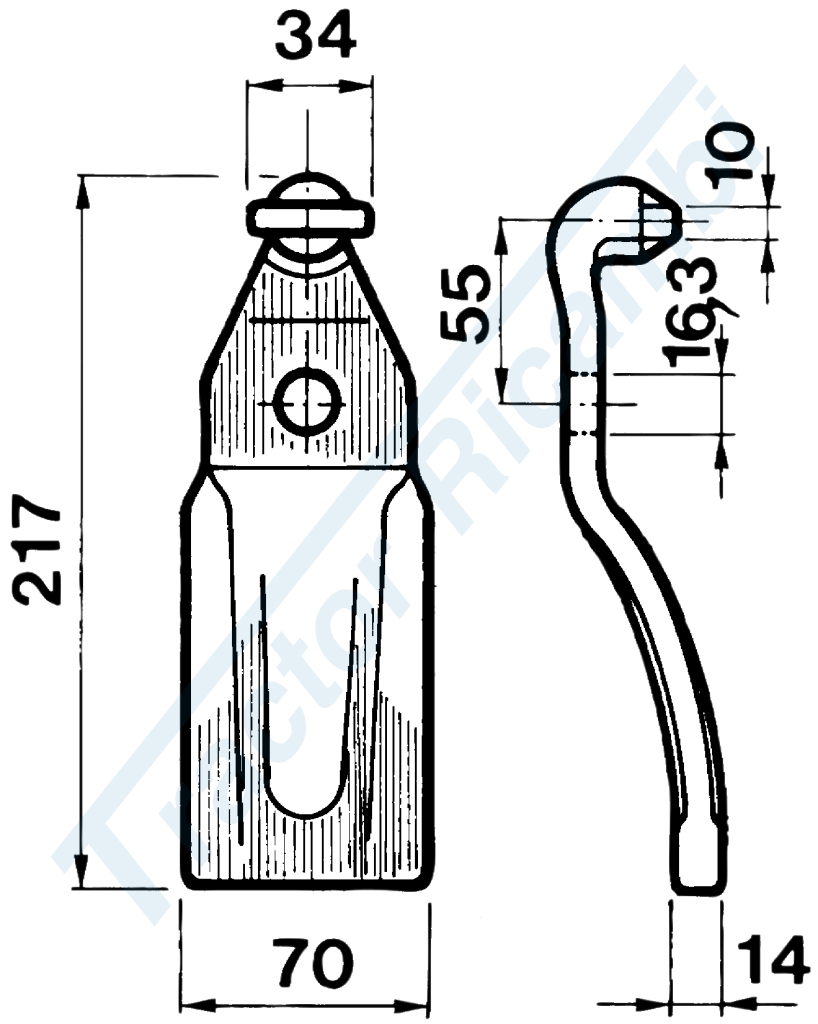 Tine for power harrows - Pegolama 1 hole