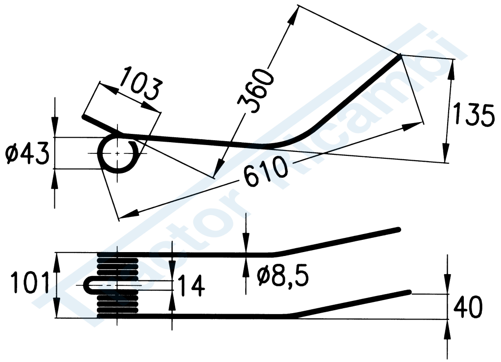 Rotary swather spring