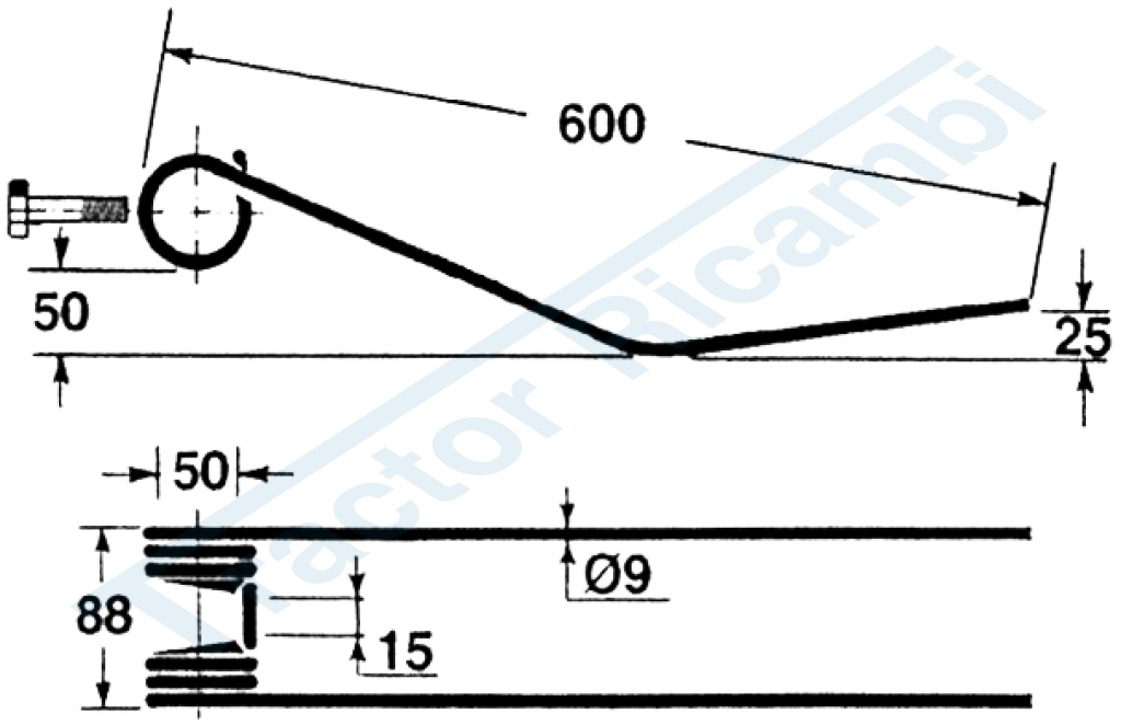 Rotary swather spring