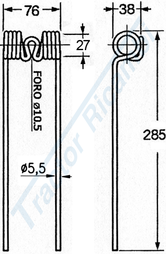 Spring for side delivery rakes