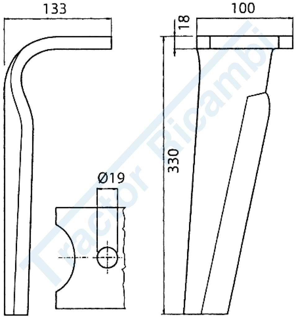 Tine for power harrows - Magnum quick attachment