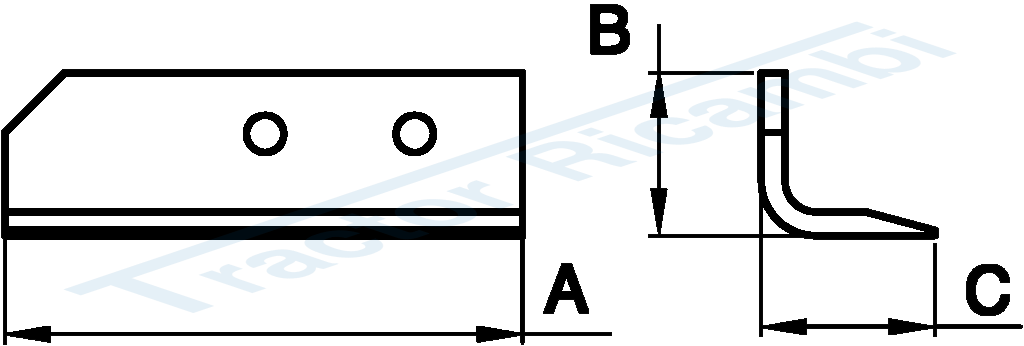 Angular blade for trencher