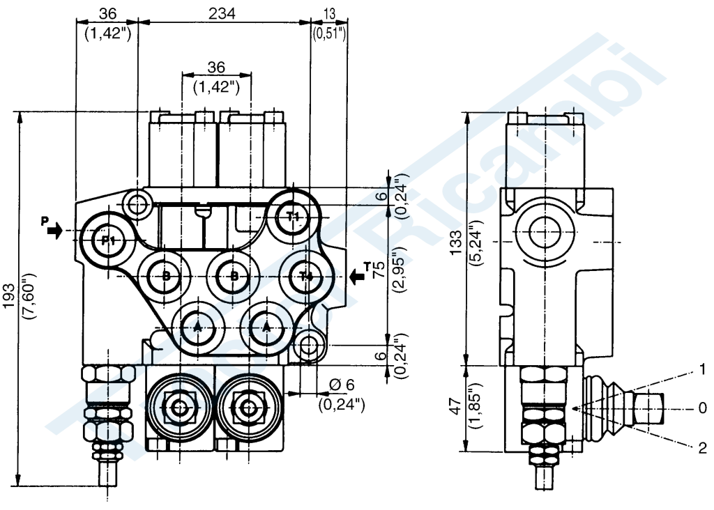 Monoblock valve 6 levers predisposed for CARRY OVER