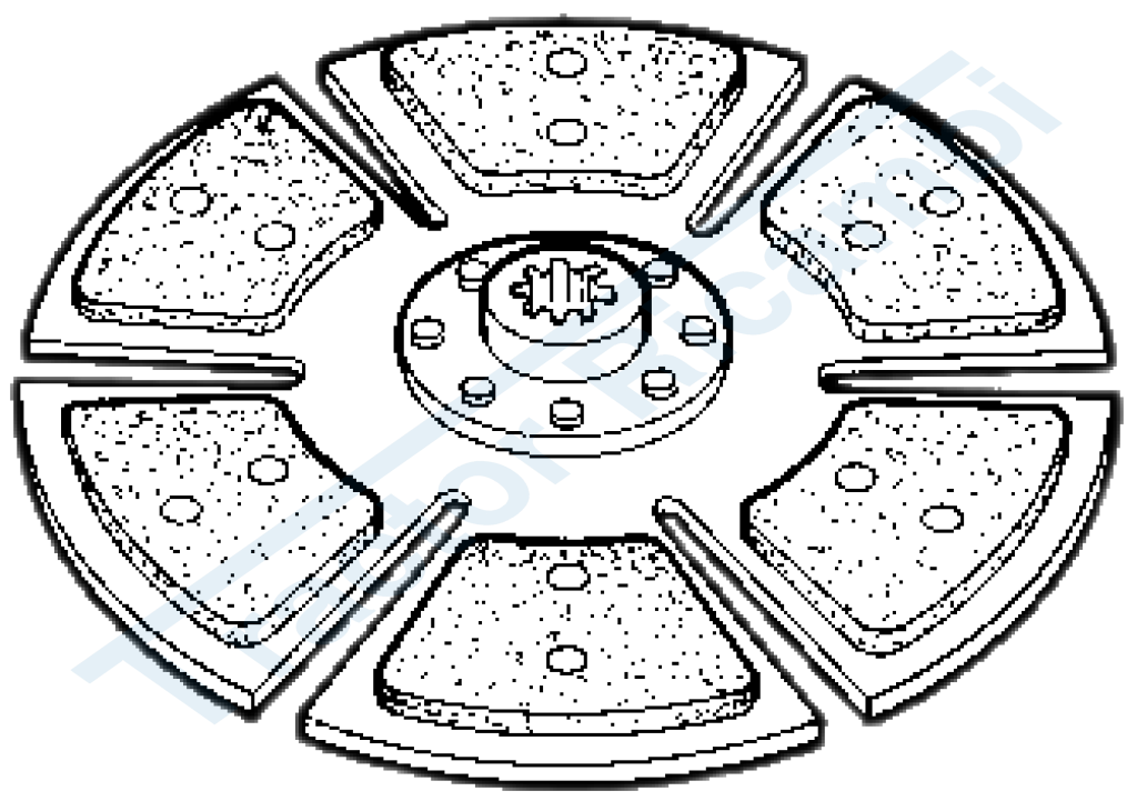 Rigid central clutch disc 6 vanes